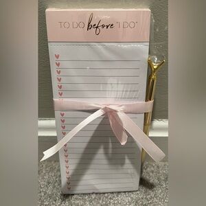 To Do Before I Do Magnetic Bullet List Pad 100 Pages with Gold Diamond Ring Pen